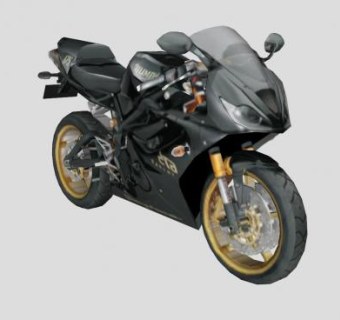 凯旋675黑色摩托车SU模型下载_sketchup草图大师SKP模型