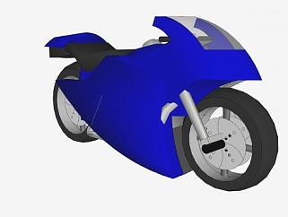 深蓝色摩托跑车SU模型下载_sketchup草图大师SKP模型
