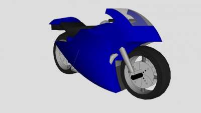 深蓝色摩托跑车SU模型下载_sketchup草图大师SKP模型