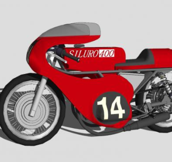 红色摩托车赛车SU模型下载_sketchup草图大师SKP模型