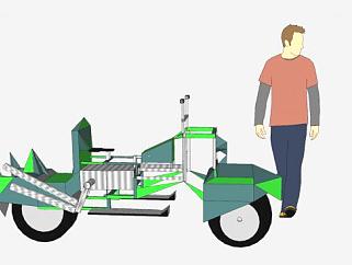 绿色几何型摩托车SU模型下载_sketchup草图大师SKP模型