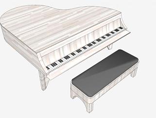 乐器钢琴SU模型下载_sketchup草图大师SKP模型