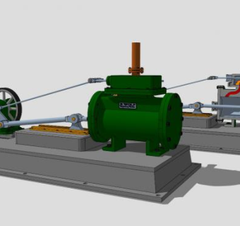 直双床蒸汽发动机SU模型_su模型下载 草图大师模型_SKP模型