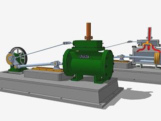 直双床蒸汽发动机SU模型_su模型下载 草图大师模型_SKP模型