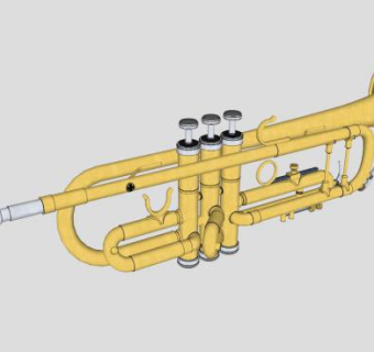 黄色小号乐器SU模型下载_sketchup草图大师SKP模型
