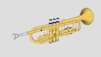 黄色小号乐器SU模型下载_sketchup草图大师SKP模型