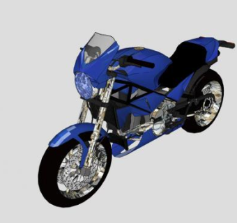 竞速蓝色摩托车SU模型下载_sketchup草图大师SKP模型