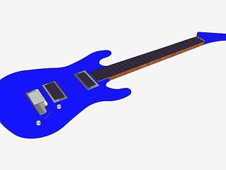 蓝色电吉他SU模型下载_sketchup草图大师SKP模型
