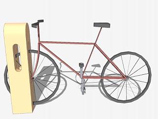 自行车停车木桩柱SU模型下载_sketchup草图大师SKP模型