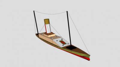蒸汽轮船船舶SU模型下载_sketchup草图大师SKP模型