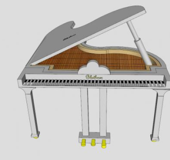 白色三角大钢琴SU模型下载_sketchup草图大师SKP模型