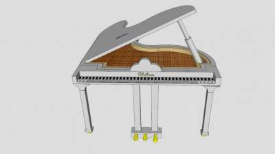 白色三角大钢琴SU模型下载_sketchup草图大师SKP模型