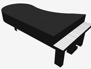 三角黑色钢琴SU模型下载_sketchup草图大师SKP模型