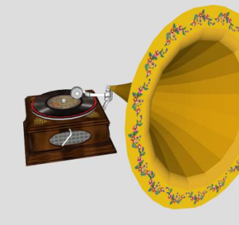 古典留声机SU模型下载_sketchup草图大师SKP模型