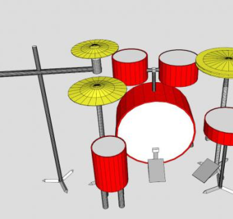 红色鼓乐器SU模型下载_sketchup草图大师SKP模型