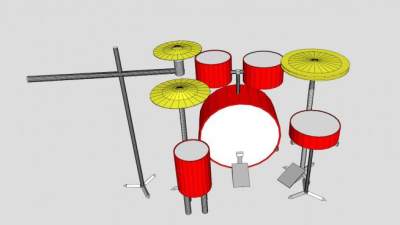 红色鼓乐器SU模型下载_sketchup草图大师SKP模型