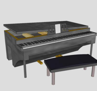 音乐小钢琴SU模型下载_sketchup草图大师SKP模型