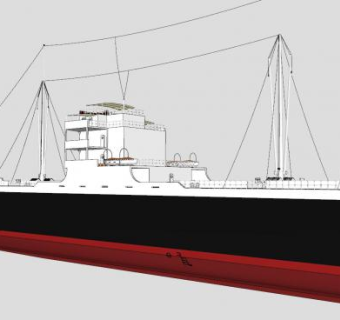 客货船船舶SU模型下载_sketchup草图大师SKP模型