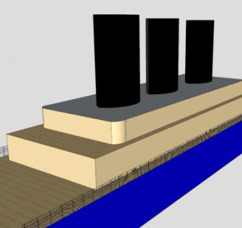 蓝色邮轮船舶SU模型下载_sketchup草图大师SKP模型
