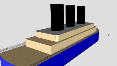 蓝色邮轮船舶SU模型下载_sketchup草图大师SKP模型