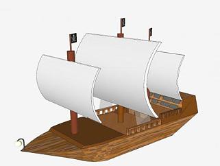 海盗木帆船SU模型下载_sketchup草图大师SKP模型
