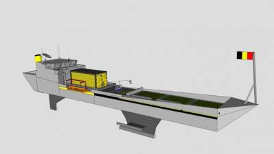 比利时集装箱运输船SU模型下载_sketchup草图大师SKP模型