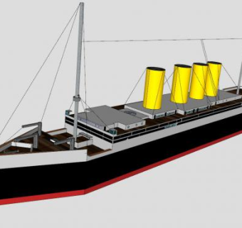 蒸汽邮轮SU模型下载_sketchup草图大师SKP模型