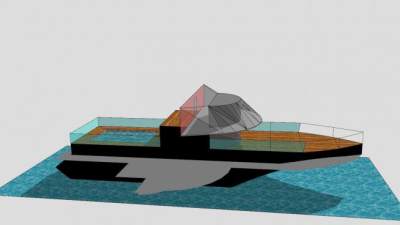 带游泳池度假游艇SU模型下载_sketchup草图大师SKP模型