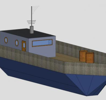 简易小型货船SU模型下载_sketchup草图大师SKP模型