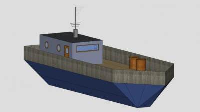 简易小型货船SU模型下载_sketchup草图大师SKP模型