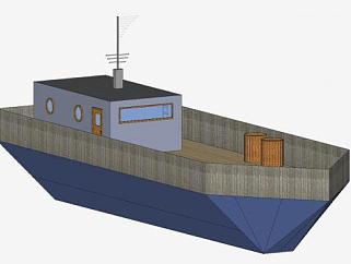 简易小型货船SU模型下载_sketchup草图大师SKP模型