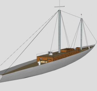 大型舟状船舶SU模型下载_sketchup草图大师SKP模型