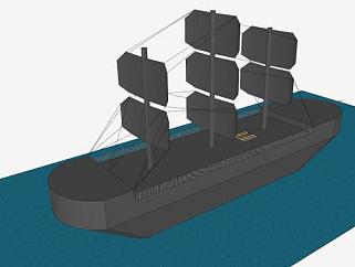 简易帆船模架SU模型下载_sketchup草图大师SKP模型