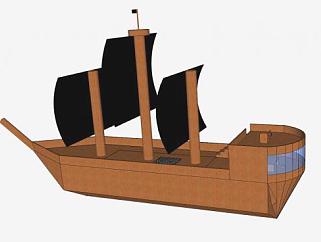 海盗帆船SU模型下载_sketchup草图大师SKP模型