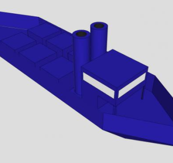蓝色简易货船SU模型下载_sketchup草图大师SKP模型