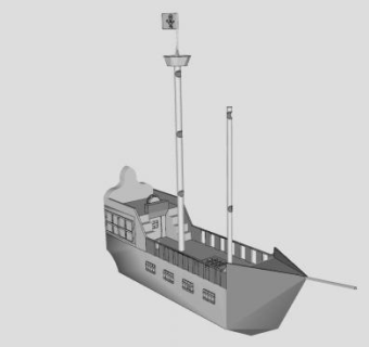 尖头帆船海盗船SU模型下载_sketchup草图大师SKP模型