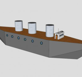 蒸汽货船SU模型下载_sketchup草图大师SKP模型