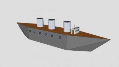蒸汽货船SU模型下载_sketchup草图大师SKP模型
