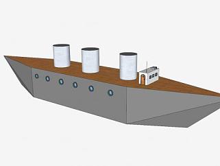 蒸汽货船SU模型下载_sketchup草图大师SKP模型