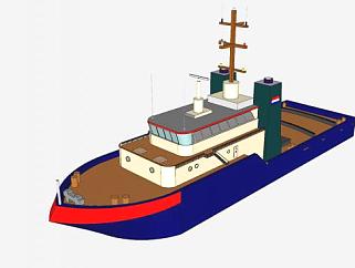荷兰货船船舶SU模型下载_sketchup草图大师SKP模型