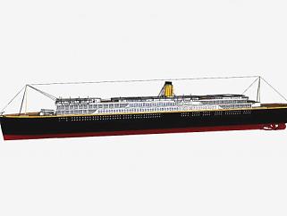 中型远洋邮轮SU模型下载_sketchup草图大师SKP模型