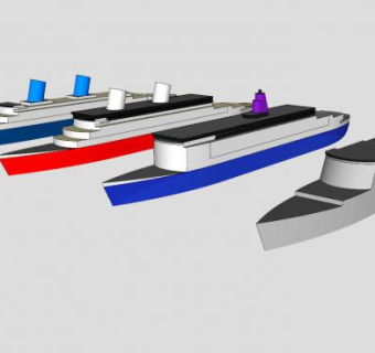 四艘客运邮轮SU模型下载_sketchup草图大师SKP模型