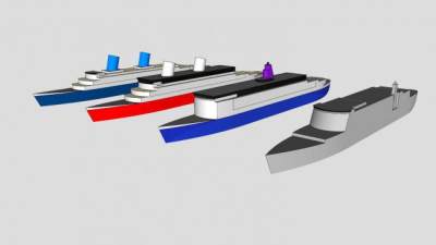 四艘客运邮轮SU模型下载_sketchup草图大师SKP模型