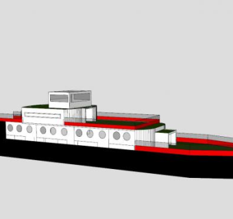 小型度假邮轮SU模型下载_sketchup草图大师SKP模型