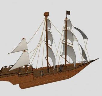 双桅横帆船SU模型下载_sketchup草图大师SKP模型