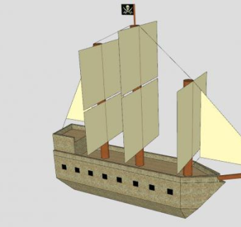 海盗船多桅帆船SU模型下载_sketchup草图大师SKP模型