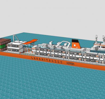 韩国客货邮轮SU模型下载_sketchup草图大师SKP模型