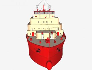 红色救援船SU模型下载_sketchup草图大师SKP模型