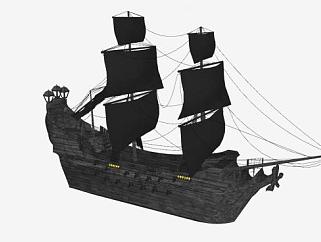 海盗炮舰帆船SU模型下载_sketchup草图大师SKP模型