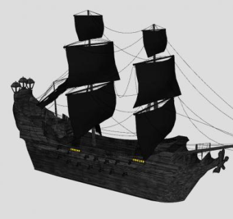 海盗炮舰帆船SU模型下载_sketchup草图大师SKP模型